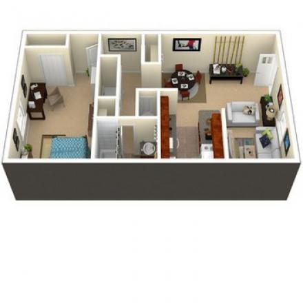 One Bedroom, One Bath, 640 Sq. Ft.